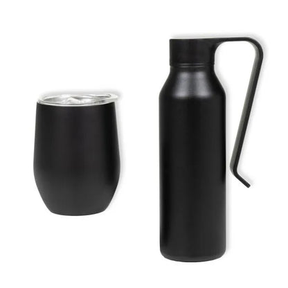 KIT GARRAFA E COPO TÉRMICO - PRETO - 2 PÇS