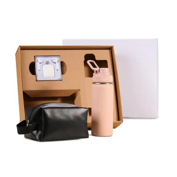 KIT GARRAFA, NECESSAIRE E FONE - 3 PÇS