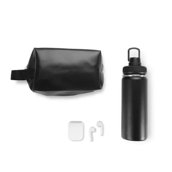 KIT GARRAFA, NECESSAIRE E FONE - 3 PÇS