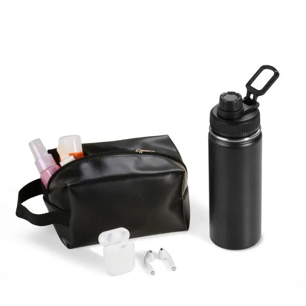 KIT GARRAFA, NECESSAIRE E FONE - 3 PÇS