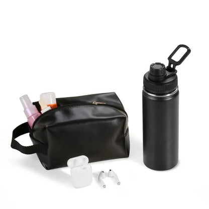 KIT GARRAFA, NECESSAIRE E FONE - 3 PÇS