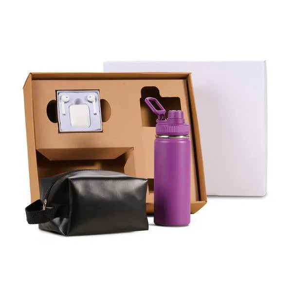 KIT GARRAFA, NECESSAIRE E FONE - 3 PÇS