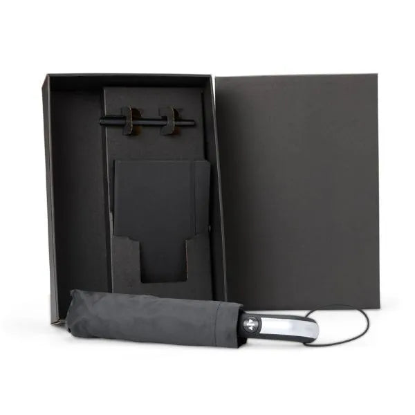 KIT GUARDA-CHUVA, CADERNO E CANETA - 3 PÇS