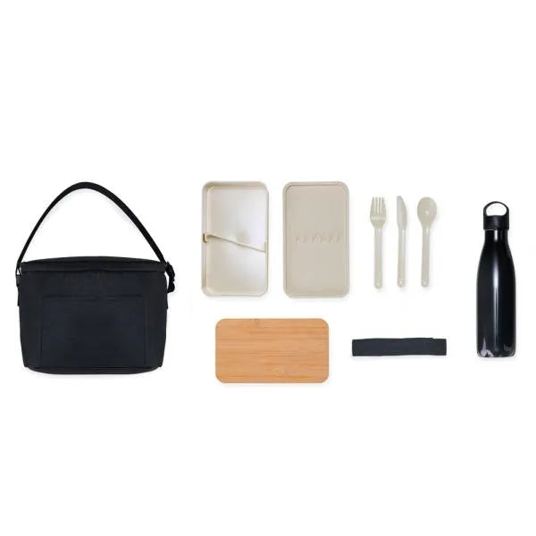KIT MARMITA DUPLA, BOLSA TÉRMICA E GARRAFA - 3 PÇS