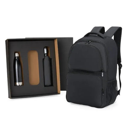 KIT MOCHILA, GUARDA-CHUVA E GARRAFA - 3 PÇS
