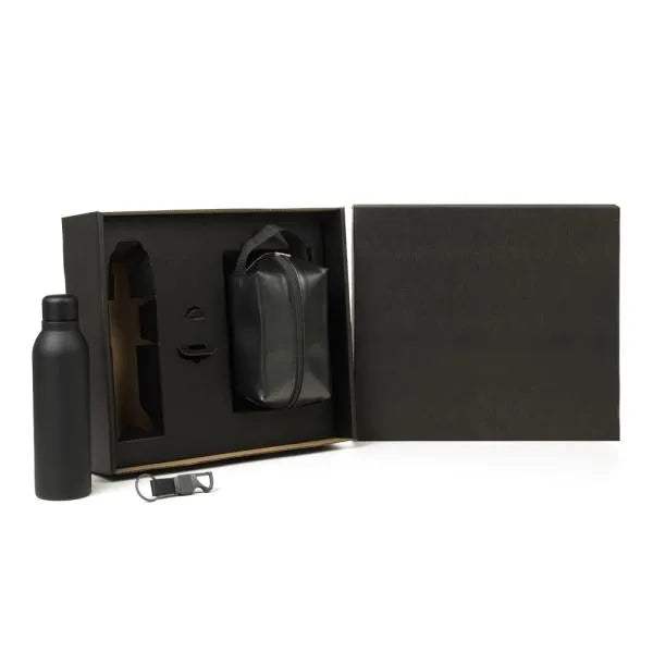 KIT NECESSAIRE, GARRAFA E CHAVEIRO - 3 PÇS