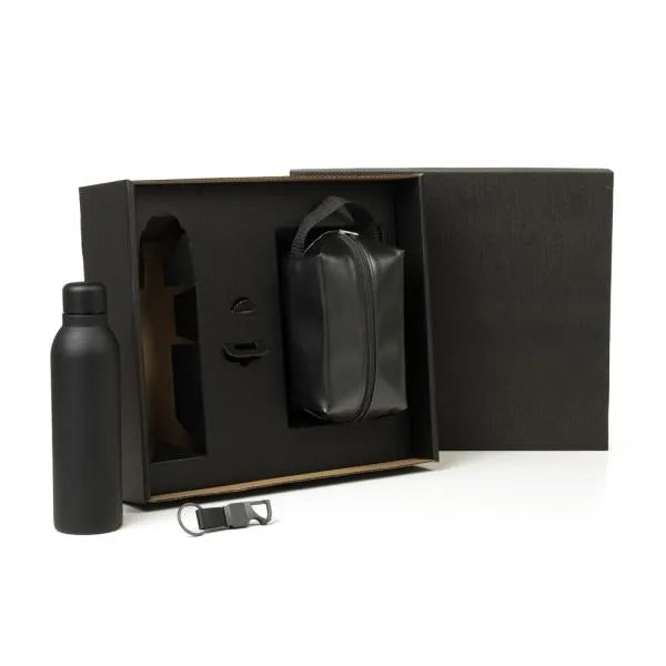 KIT NECESSAIRE, GARRAFA E CHAVEIRO - 3 PÇS