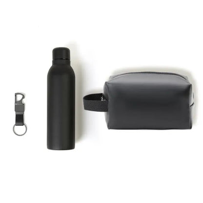 KIT NECESSAIRE, GARRAFA E CHAVEIRO - 3 PÇS