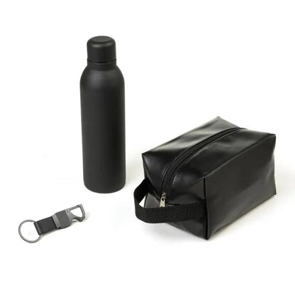 KIT NECESSAIRE, GARRAFA E CHAVEIRO - 3 PÇS