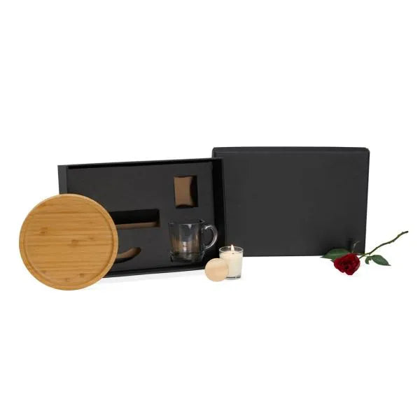 KIT PARA CAFÉ COM VELA AROMATIZADA - 3 PÇS