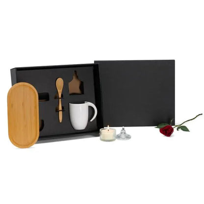 KIT PARA CAFÉ COM VELA AROMATIZADA - 4 PÇS