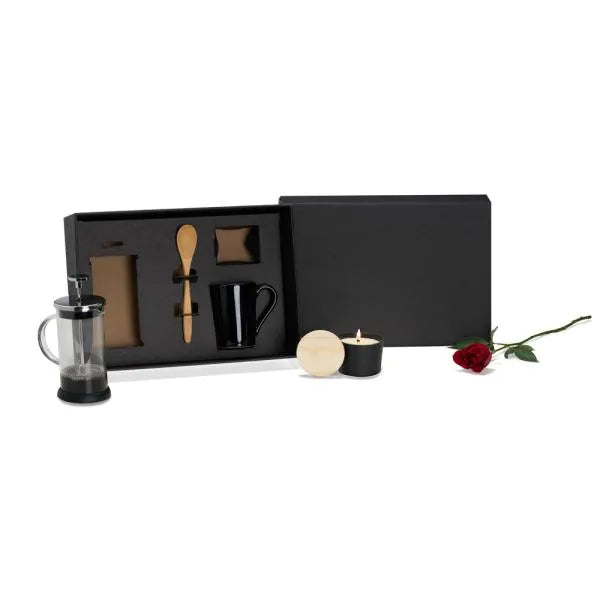KIT PARA CAFÉ COM VELA AROMATIZADA - 4 PÇS