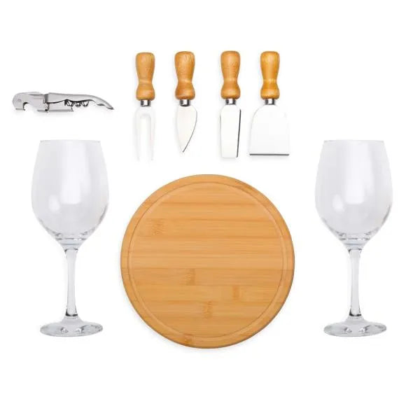 KIT QUEIJO E VINHO COM ABRIDOR SACA ROLHAS- 8 PÇS.