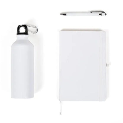 KIT SQUEEZE, CADERNETA E CANETA - BRANCO - 3 PÇS
