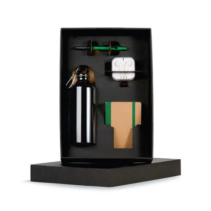 KIT SQUEEZE, FONE, CADERNO E CANETA - VERDE - 4 PÇS