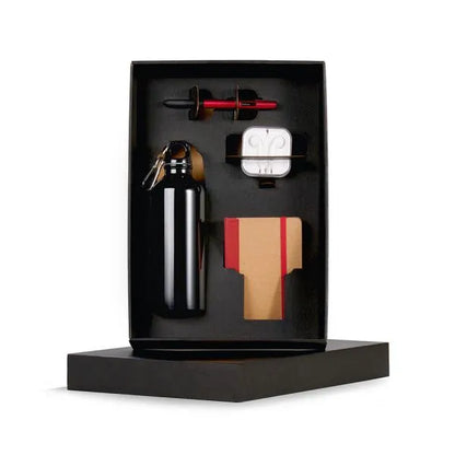 KIT SQUEEZE, FONE, CADERNO E CANETA - VERMELHO - 4 PÇS