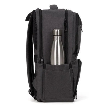 MOCHILA COM BOLSO TÉRMICO EM RPET - CINZA ESCURO - 24L