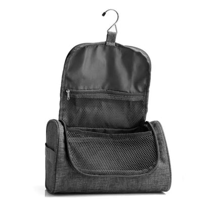 NECESSAIRE EM POLIESTER 300D COM GANCHO MELANGE CINZA